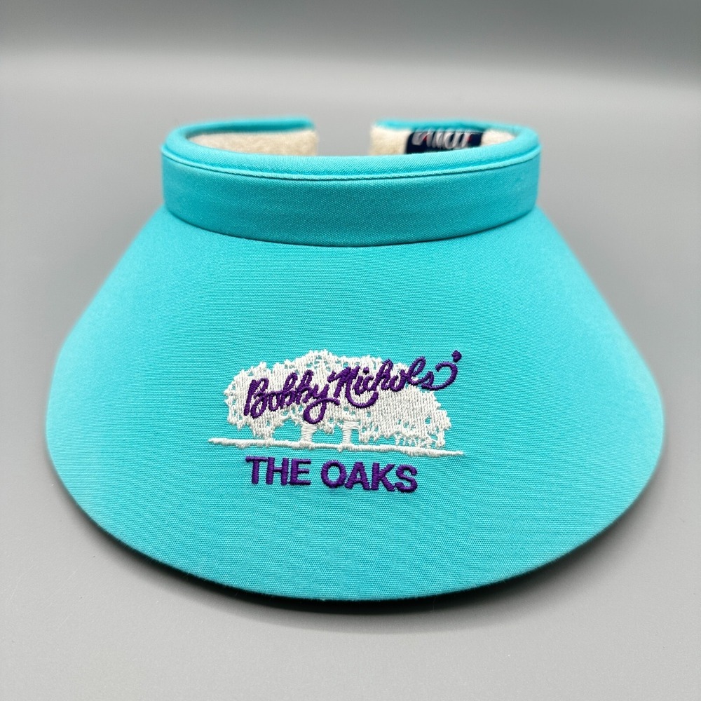 VINTAGE The Oaks Golf Visor Womens La Mood Bobby Nichols Tennis Hat Made USA *